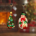 LED Christmas suction cup lights with festive snowman and tree designs for windows - Combo Set A (2 Pack)