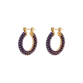 Minimalist 18K gold plated hoop earrings with royal blue zircon pavé setting - 23mm / Sapphire Blue