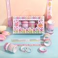Set di 20 nastri adesivi washi rosa e viola in una graziosa confezione regalo decorata - Serie di Fiori / 20 Rotoli/Scatola