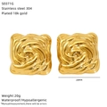 Detail van 28mm 18k vergulde roestvrijstalen oorbellen in bladvorm met specs - Vierkante Werveling Textuur Stijl (SE071G)