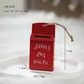 Décoration de Noël boîte aux lettres rouge pour le Père Noël avec corde de suspension en jute - Lettres pour le Père Noël Style Plat / Rouge