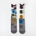 Deep grey cotton socks with white mesh tube and colorful tree embroidery details - One Size / Gray Artistic Tree