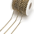 Golden chain with black and white pearls on spool for DIY jewelry making and crafts - 2mm Black