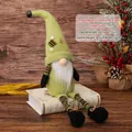 Long-legged Christmas gnome plush in lawn green finish for holiday window decoration - Green