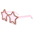 Pink star-shaped rimless sunglasses with handmade crystals and transparent lenses - C13-Light Pink