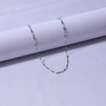 Silver stainless steel lip chain necklace with emerald green oval beads for women - Silver + Dark Green / 40+5cm
