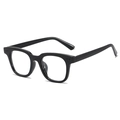 Classic black thick frame sunglasses with transparent lenses and dual dot metal rivets - Black Frame Clear Lenses