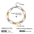 Bracciale a catena cubana bicolore in acciaio inossidabile con chiusura a moschettone - Catena Industriale Bicolore Oro e Argento (JDB201117-PS)