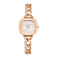 Montre carrée élégante pour femme en or rose avec cadran nacré et bracelet chaîne - Cadran Blanc Or Rose