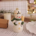 Charming cream snowman Christmas tree ornament with green scarf and golden star detail - Snowman