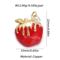 Red apple pendant charm with gold drip and pearl accent for DIY jewelry making - Apple Pendant 4
