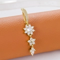 Three-tier flower navel piercing jewelry with gold plating and white cubic zirconia - Classic Pendant (Gold White)