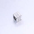 Perle carrée 7mm en acier inoxydable avec lettre N pour bracelets de bijoux DIY - Lettre N