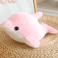 Weiches rosa Delfin-Plüschtier für Kinder mit weißem Bauch und realistischen Augen - Rosa Delfin / 28cm