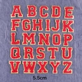 Toppe con lettere in ciniglia rossa e bordi dorati per abbigliamento fai-da-te, altezza 5,5 cm - G1-1-R/5,5cm/Rosso/Set di 26 Lettere