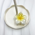 Tropical white frangipani flower claw clip with yellow gradient finish for beach hair styles - White Base Yellow Center (Five-petal Flower)