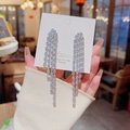 925 silver needle tassel earrings with zircons and pearls for women's elegant look - E0352 Silver Needle (Zircon Multi-strand Long Tassel Silver)