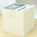 Beige opvouwbare stoffen opbergmand met handgreep voor kledingkast en boeken - Stoffen Handvat / Groot (28*28*28cm) / Beige