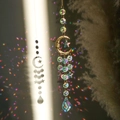Hanging crystal suncatcher with golden moon stars reflecting rainbows on wall - 3# Moon 38 Loquat / 48cm/38g