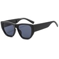 Modische schwarze quadratische Sonnenbrille mit Vintage Cat-Eye Rahmen und dunklen Gläsern - Glänzendes Schwarz C01