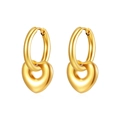 Pendientes de aro de acero inoxidable dorado con colgante de corazón desmontable - Hebilla de Oreja de Corazón Hueco / Dorado