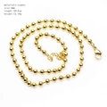 Golden 4mm bead chain necklace made of copper with 45+5cm length on white background - 4mm Bead Chain