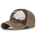 Cappellino vintage verde militare e marrone con ricamo freestyle e bordi consumati - Davanti Caffè Corpo Beige
