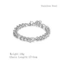 Polished silver stainless steel link bracelet for women with adjustable chain clasp - Silver (LB1102)