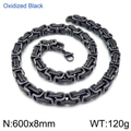 Oxidized black Byzantine chain bracelet for men with lobster clasp, 8mm width, 600mm length - 18cm / 8mm Oxidized Black