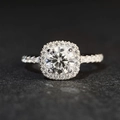 Elegant 1 carat silver halo moissanite ring with princess cut and sparkling pavé band - US 5 / Halo Pave 1ct-Silver