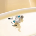 Blue star earrings with rectangular crystal stones and subtle 0.9cm size markings - Blue Star (A128-2)