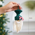 Handmade 21cm green gnome Christmas tree ornament with cotton rope and wood beads - Christmas Gnome Pendant / Green