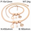 Rose gold snake chain necklace and bracelet set with heart, tree and pearl charms - Tree of Life / Bracelet / Rose Gold