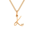 Elegant rose gold necklace with letter K pendant and small heart detail on a fine chain - Letter K (K-Gold) / Gold