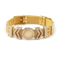 Pulsera de malla dorada con diamantes de imitación blancos y cierre de hebilla ajustable - Dorado