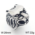 Vintage stainless steel roaring bear head ring for men with black oxidized textures - US 9 / Steel Wolf Style (KR109970-HL)