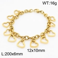 18K gold plated stainless steel heart charm bracelet with hollow pendants and chain - Gold Hollow Heart Style (KB179411-Z)