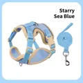 Starry Sea Blue reflective cat harness and leash set with breathable mesh fabric - Lightweight Breathable Blue