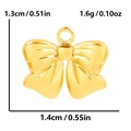 Golden 304 stainless steel bow pendant showing dimensions 1.3cm height and 1.4cm width - Micro Flat Bow / Gold