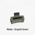 Detail of matte grey-blue square hollow hair claw clip with strong spring and comb teeth - Matte Grey Blue