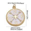 Gold plated copper compass pendant with white star inlay and dimensions 30x24mm - White Enamel Compass (CX153-08)