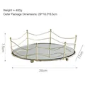 Small oval golden mirrored tray with elegant metallic wire fence and round ball feet - Small Oval Lace Mirror Tray