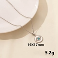 Silver stainless steel evil eye pendant necklace with turquoise stone and crystals - S775-Eye Shape / Silver