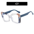 Gafas de montura poligonal transparente con detalles de mármol azul y marrón moderno - Patrón de Mármol Transparente Gran Marco / Blanco Claro
