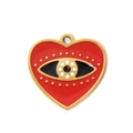 304 stainless steel heart pendant with red enamel evil eye design in gold finish - Evil Eye - Red Gold Black