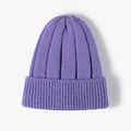 Gorro de punto acanalado violeta para mujer con vuelta ancha para el invierno - Púrpura Jaspeado