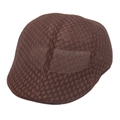Close-up of the breathable brown mesh fabric and detailed texture of the flat cap - Adjustable / Coffee