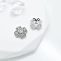 Distanziatore a fiore argento con zirconi bianchi per la creazione di gioielli - 8mm / Oro Bianco