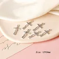 Macro shot of vintage alloy cross charms measuring 12x24mm for DIY jewelry making - Style 16 Cross / Antique Silver