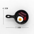 3D resin breakfast frying pan fridge magnet with eggs and bacon, 4.5cm diameter size - Old Frying Pan